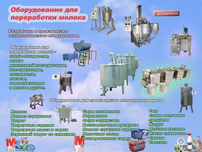 Оборудование для производства молока