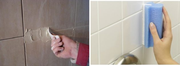 В некоторых случаях для лучшего всасывания швы смачивают мокрой губкой